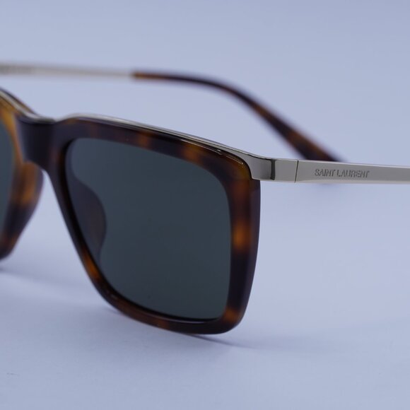 Saint Laurent SL 765 004 Sunglasses Havana/Gold Square Frame, Grey Lenses - Picture 4 of 10